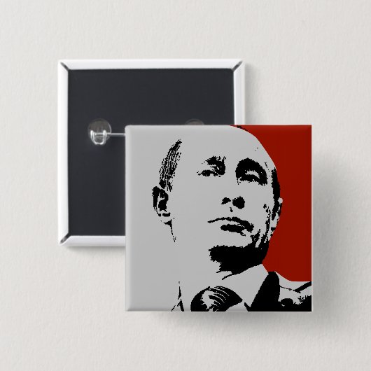 Badge Carré 5 Cm Red Vladimir Poutine (Devant & derrière)