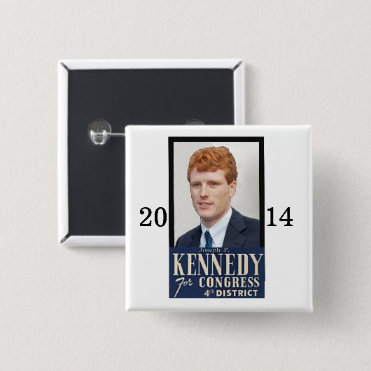 Badge Carré 5 Cm Réélire Joseph P. Kennedy, III (Devant & derrière)