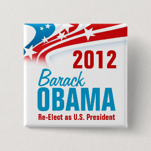 Badge Carré 5 Cm Réélisez Barack Obama