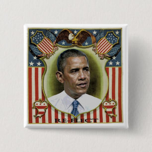 Badge Carré 5 Cm Réélisez Obama