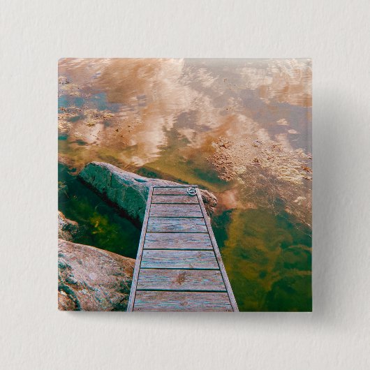 Badge Carré 5 Cm Reflets dans l'archipel suédois (Devant)