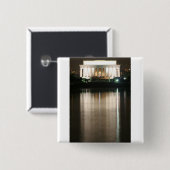 Badge Carré 5 Cm Réflexion de nuit du Lincoln Memorial (Devant & derrière)