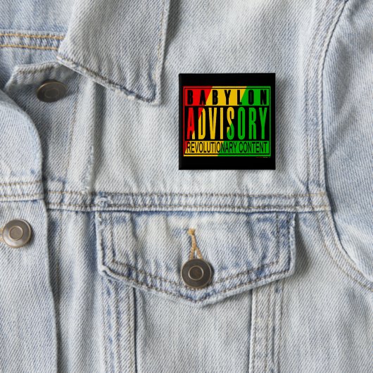 Badge Carré 5 Cm Reggae RASTA (En situation)