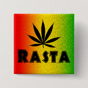 Badge Carré 5 Cm Reggae Rasta Leaf Jamaïcain Jamaïcain Carré Bouton