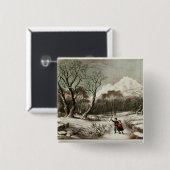 Badge Carré 5 Cm Régions boisées en hiver (Devant & derrière)