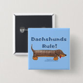 Badge Carré 5 Cm Règle Dachshunds (Devant & derrière)