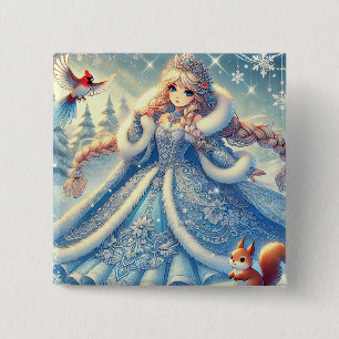 Badge Carré 5 Cm Reine des Neiges Élégante dans un Pays de Rêves Hi