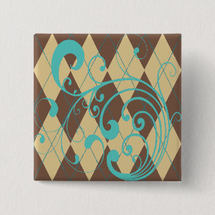 Badge Carré 5 Cm Remous à motifs de losanges Brown