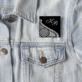 Badge Carré 5 Cm RENAISSANCE Décor architectural noir blanc (En situation)