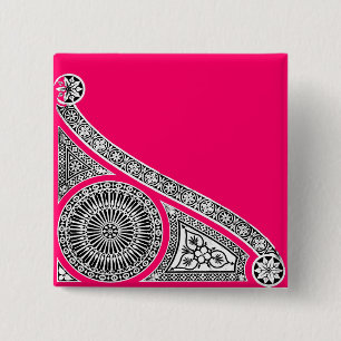 Badge Carré 5 Cm RENAISSANCE Décor architectural noir blanc
