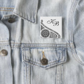 Badge Carré 5 Cm RENAISSANCE Décor architectural noir blanc (En situation)