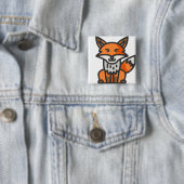 Badge Carré 5 Cm renard (En situation)