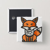 Badge Carré 5 Cm renard (Devant & derrière)