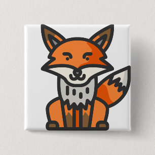Badge Carré 5 Cm renard