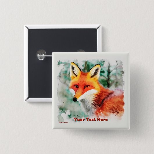 Badge Carré 5 Cm Renard blanc (Devant & derrière)