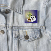 Badge Carré 5 Cm Rencontre de Panda (En situation)