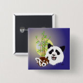 Badge Carré 5 Cm Rencontre de Panda (Devant & derrière)