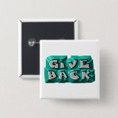 Badge Carré 5 Cm Rendre Citation Sagesse Turquoise Gris ciselé (Devant & derrière)