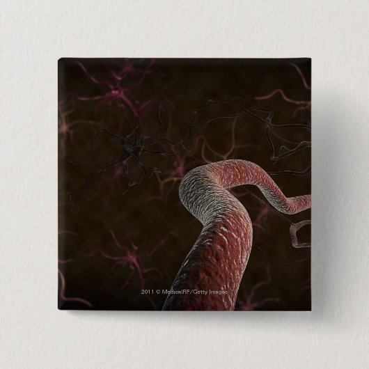 Badge Carré 5 Cm Rendu de Digitals des neurones (Devant)