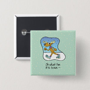 Badge Carré 5 Cm Renne de Noël pour exercice de course