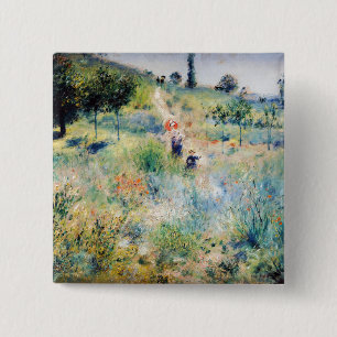 Badge Carré 5 Cm Renoir - Chemin montant dans les hautes herbes