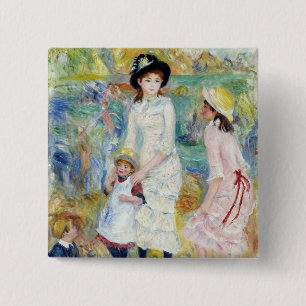 Badge Carré 5 Cm Renoir - Enfants au bord de la mer, Guernesey
