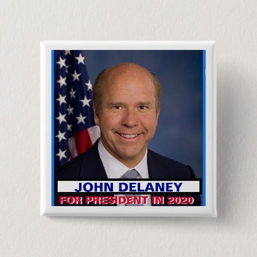 Badge Carré 5 Cm Représentant. John Delaney pour le président 2020 (Devant)