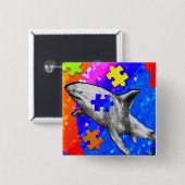 Badge Carré 5 Cm Requin autiste (Devant & derrière)