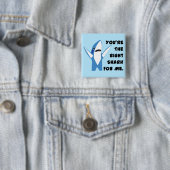 Badge Carré 5 Cm Requin gauche dansant Valentine (En situation)