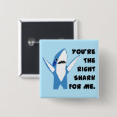 Badge Carré 5 Cm Requin gauche dansant Valentine (Devant & derrière)