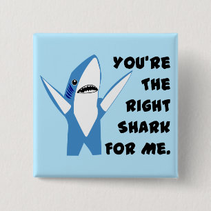Badge Carré 5 Cm Requin gauche dansant Valentine