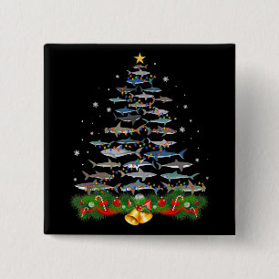 Badge Carré 5 Cm Requin Noël Arbre de requin Amateurs de cadeaux