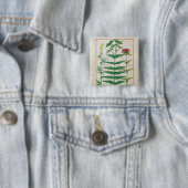 Badge Carré 5 Cm Reseda, euphorbe et oeillet (En situation)