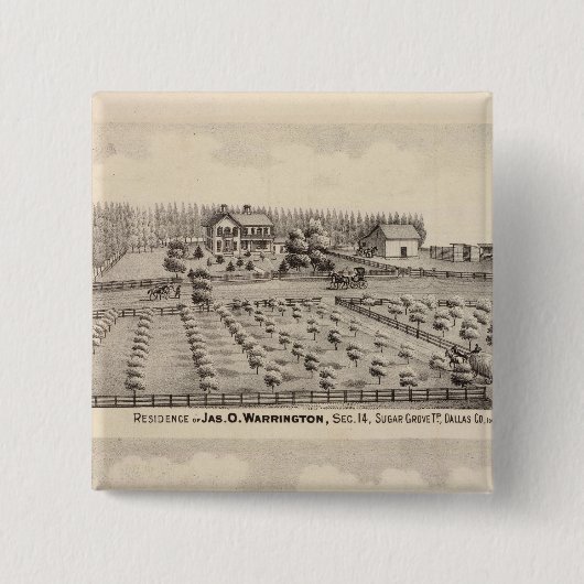 Badge Carré 5 Cm Résidences et ferme de Warrington (Devant)