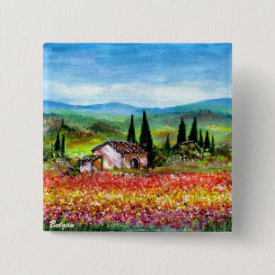 BADGE CARRÉ 5 CM RESSORT EN TOSCANE