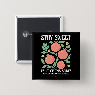 Badge Carré 5 Cm Restez Douce Fruit De L'Esprit Grenade Fruité