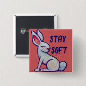 Badge Carré 5 Cm Restez doux Lapin Lapin De Printemps (Devant & derrière)