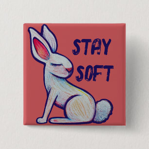 Badge Carré 5 Cm Restez doux Lapin Lapin De Printemps