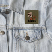 Badge Carré 5 Cm Restez Étrange Singe De Sacoche (En situation)