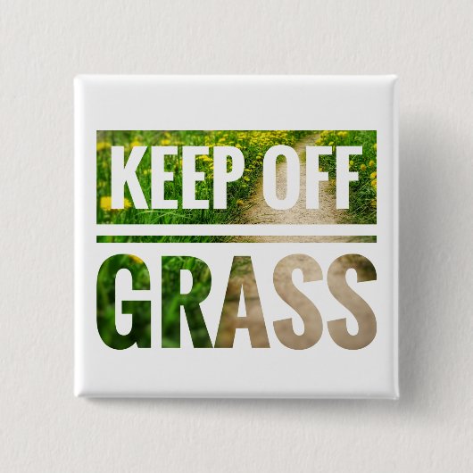 Badge Carré 5 Cm Retenez l'herbe (Devant)