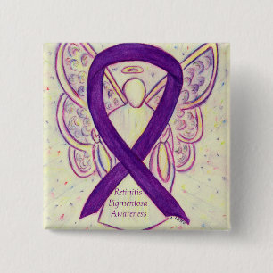 Badge Carré 5 Cm Retinitis Pigmentos Sensibilisation Angel Ribbon A