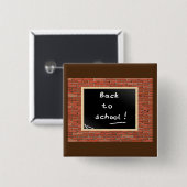 Badge Carré 5 Cm Retourner À L'École Chalkboard (Devant & derrière)