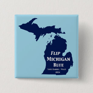 Badge Carré 5 Cm Retourner Michigan Blue en 2024