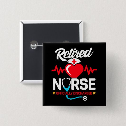 Badge Carré 5 Cm Retraite des infirmières à la retraite (Devant & derrière)
