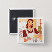 Badge Carré 5 Cm Retro 1950 Cook (Devant & derrière)