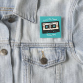 Badge Carré 5 Cm Retro 80's 90's Cassette Musique Anniversaire (En situation)