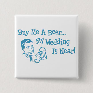 Badge Carré 5 Cm Rétro bleu m'achètent une bière que mon mariage