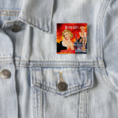 Badge Carré 5 Cm Rétro chaud (En situation)