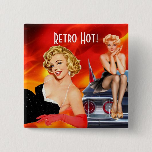Badge Carré 5 Cm Rétro chaud (Devant)