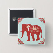 Badge Carré 5 Cm Retro Circus Elephant Popcorn fête d'anniversaire (Devant & derrière)